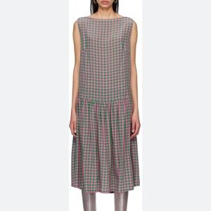 Caro Editions Ssense Pink Green Plaid Midi Dress Small